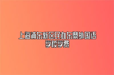 上海浦东新区民办东鼎外国语学校学费